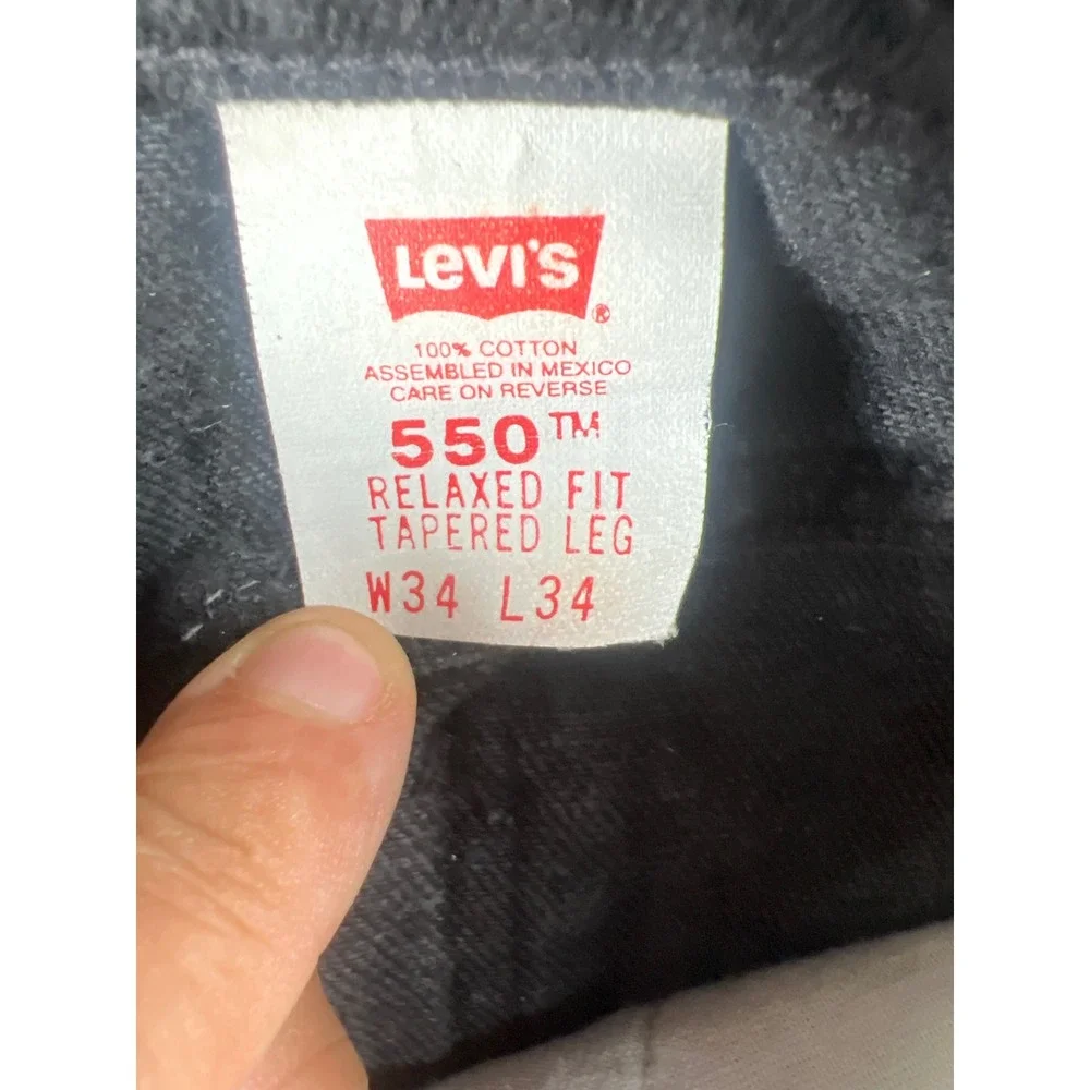 Vintage Levis 550 Orange Tab Black Relaxed Fit Tapered Leg Jeans Mens 34x34 0896